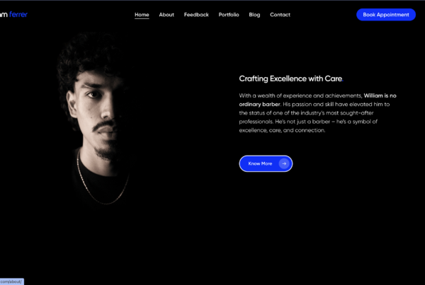 William standing confidently inside Hustler’s Barbershop in Pinole, California